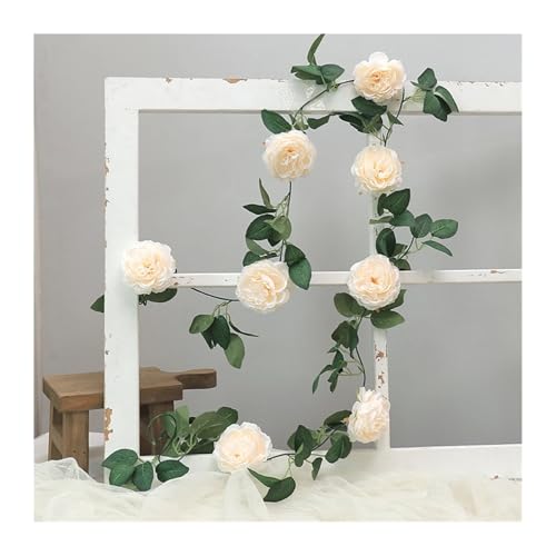 Artificial Garland Künstliche Seide Pfingstrose Große Blumen Reben Weihnachten Rattan Hochzeit Party Wand Hängen Garland Home Garten Dekoration Anlage(Champagne) von WTAXBH