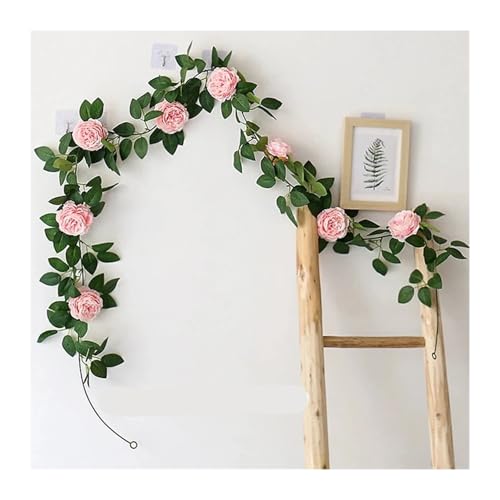 Artificial Garland Künstliche Seide Pfingstrose Große Blumen Reben Weihnachten Rattan Hochzeit Party Wand Hängen Garland Home Garten Dekoration Anlage(Pink) von WTAXBH