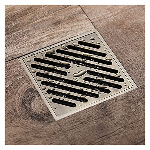 Bodenablauf Badezimmer Bodenabfluss Quadrat 10 cm Antike Bronze Dusche Ablauf gebürstet 4 Zoll Schwerkraft Spülung Balkon Bad Drainage Drains (Color : 1) von WTAXBH