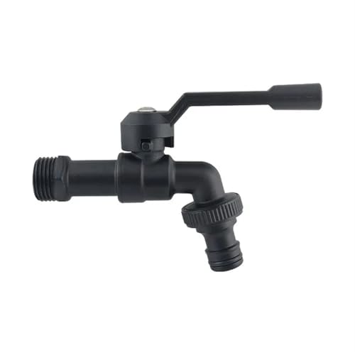 Gardena Wasserhahn Schwarzer Messing-Gartenschlauchhahn for den Außenbereich, Frostschutzhahn mit zwei Ausgängen for Waschmaschine, 1/2 Zoll Außenhahn, Garten(DN15 Single effluen) von WTAXBH