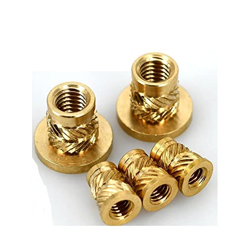 Gewindeeinsatz Messing Heiße Schmelze Einsatz Rollled Flansch Kupfermutter-Gewinde-Wärme-Wärme-Injektion Einbettung T-Typ-Nuss M2 M2,5 m3 m3,5 m4 m5 m6 m8 (Size : M3x4.4xOD4.4 20pcs) von WTAXBH