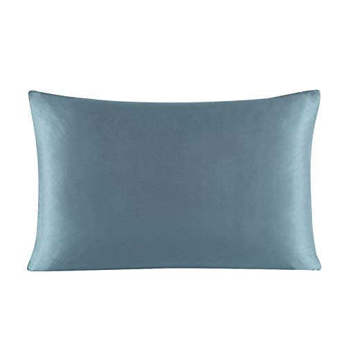 Kissenbezug Seiden-Kissenbezug mit Reißverschluss, 1 Stück, mehrfarbiger Kissenbezug aus 100% Seide, for gesunde Standard-Königin und König (Color : Sea Blue, Size : 50x70 cm) von WTAXBH