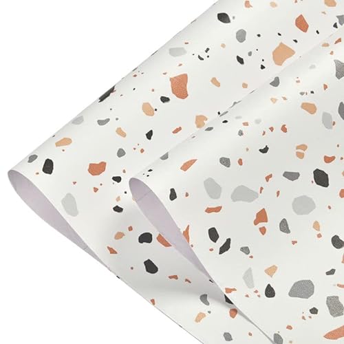 Tapeten Terrazzo-PVC-wasserdichte, selbstklebende Tapete for Schlafzimmerwand, Wohnzimmer, Dekoration, Vinyl, Möbelrenovierung, Kontaktpapier (Color : Terrazzo orange, Size : 60 x 200 cm) von WTAXBH