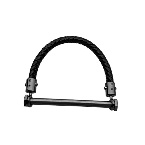 WTAXBH D-Form Taschengriffe 1 Stück Gepäck Kleiner Griff Schraube sechseckiges Hardware-Zubehör Gold und Schwarze Schnalle Eisen 1 Stück Rohrstange Leder geflochtene Riemengriffe(Black-A 140mm) von WTAXBH