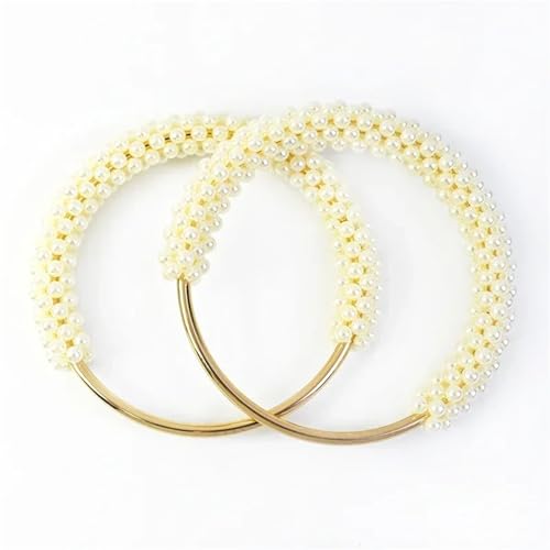 WTAXBH D-Form Taschengriffe 2/4Pcs 12cm Perle Runde Griff Metall Schnallen Haken Verschluss Tasche Hängen Ringe Dekoration Schnalle DIY nähen Zubehör(Beige,12cm-2Pcs) von WTAXBH