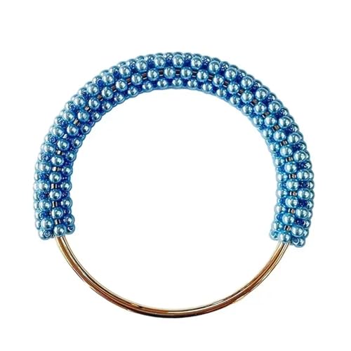 WTAXBH D-Form Taschengriffe 2/4Pcs 12cm Perle Runde Griff Metall Schnallen Haken Verschluss Tasche Hängen Ringe Dekoration Schnalle DIY nähen Zubehör(Blue,12cm-2Pcs) von WTAXBH