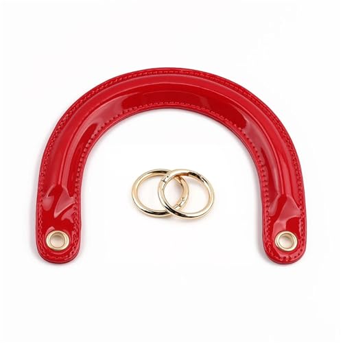 WTAXBH D-Form Taschengriffe 2 stücke Leder Taschen Strap Ersatz Crossbody Griff Strap Gold Splitter Hardware for Frauen Handtasche DIY Tasche Zubehör(Red-Gold Buckle) von WTAXBH
