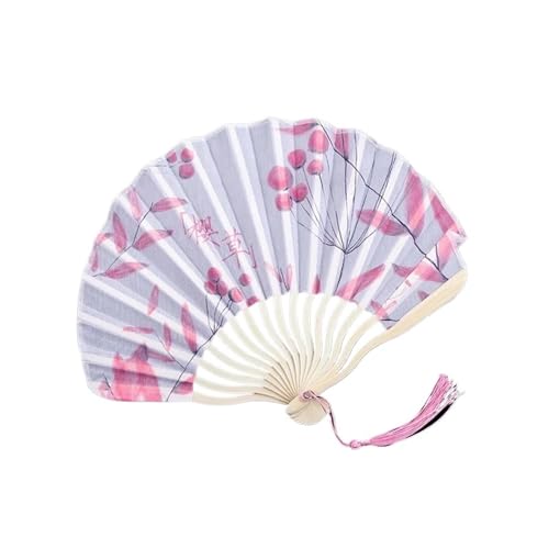 WTAXBH Handfächer 1 Stück Retro Jakobsmuschel-Faltfächer, Blumen-Spinnseide-Tuch, Handheld for Tanz, Cheongsam, Kunst, Fransen, gebogener Knochenfächer(Winner) von WTAXBH