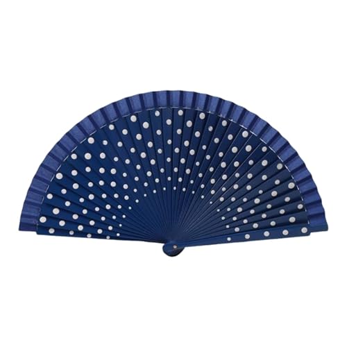 WTAXBH Handfächer Faltbarer Fächer aus Holz mit Punkten-Muster, moderner klassischer Vintage-Handfächer aus Holz for Tanzaufführungen, Partys(Style05) von WTAXBH