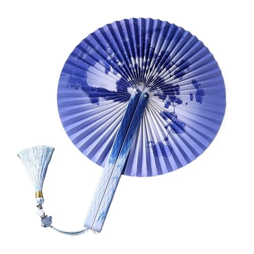 WTAXBH Handfächer Faltbarer Papierfächer for Damen mit Quaste, antiker runder Handfächer, Cheongsam, klassischer dekorativer Fächer(Style05) von WTAXBH