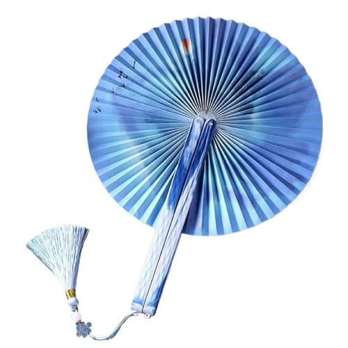WTAXBH Handfächer Faltbarer Papierfächer for Damen mit Quaste, antiker runder Handfächer, Cheongsam, klassischer dekorativer Fächer(Style06) von WTAXBH