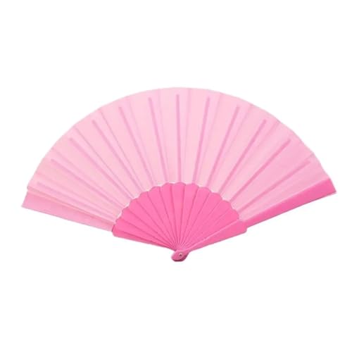WTAXBH Handfächer Tragbarer Faltfächer, Schlichter Handfächer aus Kunststoff, eleganter Stoff-Handfächer for Hochzeiten, Reisen, Partys, Tanzen, Cosplay(Pink) von WTAXBH