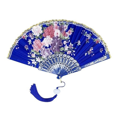 WTAXBH Handfächer Vintage Seide Falten Kunsthandwerk Home Dekorationen Tanz Hand handgefertigte Zimmer Dekoration Fans(Blue) von WTAXBH