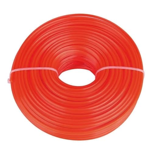 WTAXBH Mähfaden 15M Universal Stahldraht Nylon Gras Trimmer Linie Freischneider Trimmer Seil Rasenmäher Kabel Lange Runde Rolle Gras Ersatz(3mmx15m Red) von WTAXBH