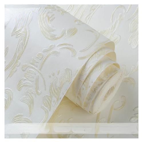 Wandtapete 3D Blumentapete for Mädchen Schlafzimmer Wand Kontakt Papier 3d Textur Aufkleber Home Decor in Rollen(White,10m(width 53cm)) von WTAXBH