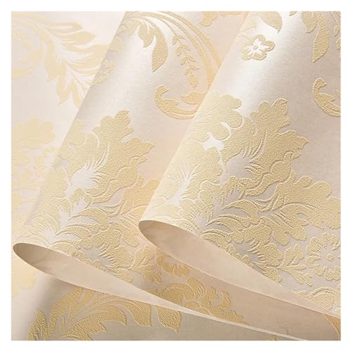 Wandtapete 3D Vlies Tapete Wohnzimmer Schlafzimmer TV Hintergrund Nicht Selbstklebende Wohnkultur(Beige,53cmx9.5m) von WTAXBH