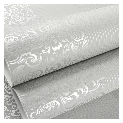 Wandtapete 9,5 M Tapete Schlafzimmer 3D Wohnzimmer Vertikale Streifen Vlies Wand Tuch TV Hintergrund Wand Papier(Grey,0.53 X 9.5M) von WTAXBH