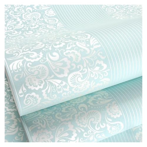Wandtapete 9,5 M Tapete Schlafzimmer 3D Wohnzimmer Vertikale Streifen Vlies Wand Tuch TV Hintergrund Wand Papier(Wathet,0.53 X 9.5M) von WTAXBH