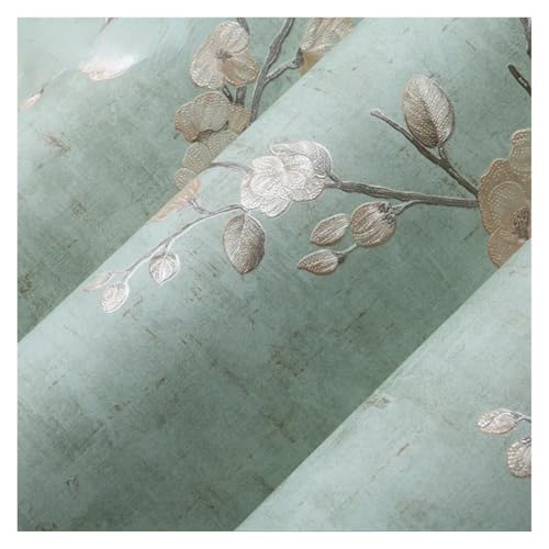 Wandtapete Heimwerker Wandmalerei Tapete Kontaktpapier Schlafzimmer Wohnzimmer 3D Blumenpapiere Dekor Papel De Parede(Green,3.0mx53cm) von WTAXBH
