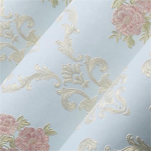 Wandtapete Selbstklebende 3D-Vliestapete for Schlafzimmer, Wohnzimmer, TV, Hintergrund, Renovierung, Wandaufkleber(Light blue,3.0m(width 53cm)) von WTAXBH