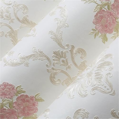 Wandtapete Selbstklebende 3D-Vliestapete for Schlafzimmer, Wohnzimmer, TV, Hintergrund, Renovierung, Wandaufkleber(White,3.0m(width 53cm)) von WTAXBH