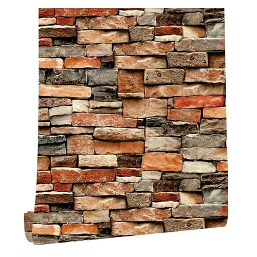 Wandtapete Stein Peel And Stick Tapete Dekoration Selbstklebende Wand Papier for Home Decor TV Einfach Zu(Color 02) von WTAXBH