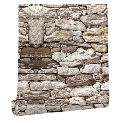 Wandtapete Stein Peel And Stick Tapete Dekoration Selbstklebende Wand Papier for Home Decor TV Einfach Zu(Color 04) von WTAXBH