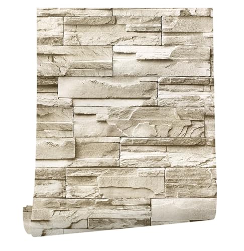 Wandtapete Stein Peel And Stick Tapete Dekoration Selbstklebende Wand Papier for Home Decor TV Einfach Zu(Color 09) von WTAXBH
