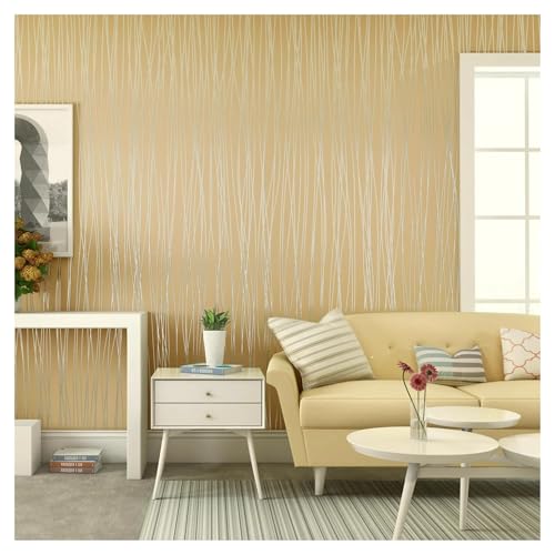 Wandtapete Vlies Tapete Schlafzimmer Wohnzimmer Einfarbig Plain Striped Hintergrund Wand Papers Home Decor Papel Tapiz 3d Para Pared(Yellow,53cmx2m) von WTAXBH
