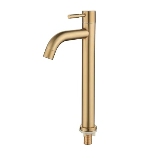 Waschtischarmatur Waschbecken Wasserhahn 1/2 Zoll 304 Edelstahl Einzigen Kaltwasserhahn Gold Schwarz Ersatz Bad Zubehör(Gold high,G3/8) von WTAXBH