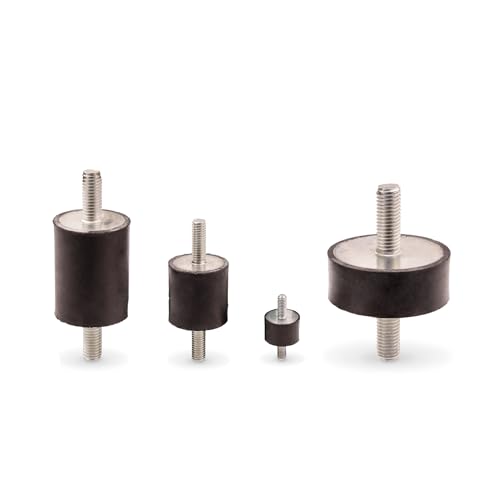 Gummipuffer Typ A | Ø6-200mm | M3-M20 | mittlere Härte | [Auswahl: M4x10 Ø15x15] | Gummi-Metall-Puffer | Silentblock | beidseitiges Außengewinde | über 1000 verschiedene Gummipuffer von WTB