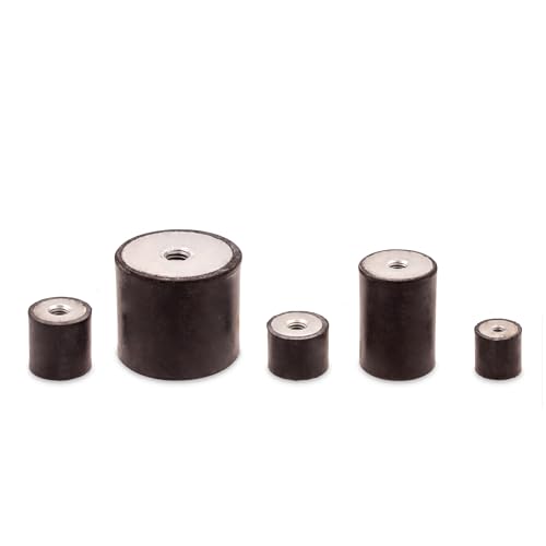 Gummipuffer Typ C | Ø6-200mm | M3-M20 | mittlere Härte | [Auswahl: M4x4 Ø10x10] | Gummi-Metall-Puffer | Silentblock | beidseitiges Innengewinde | über 1000 verschiedene Gummipuffer von WTB