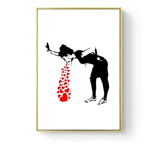 Banksy Graffiti Gemälde Bilder Abstrakte Leinwand Bild Schwarz Weiß Poster Kunstdrucke Gemäldewerk Moderne Leinwand Wand Bilder für Wohnzimmer Wohnkultur a-12 Rahmenlos 40×60cm von WTEVMAIY