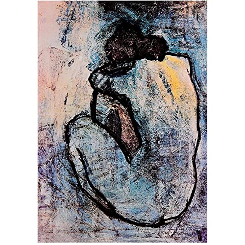 Klassische Pablo Picasso Bild Leinwand Blau Bild Frau Poster Kunstdruck Wand Bilder Bild Für Schlafzimmer Badezimmer Dekor Rahmenlos 50×70cm von WTEVMAIY