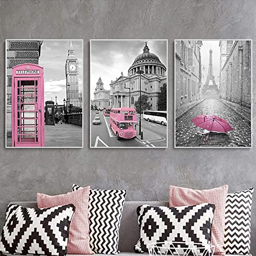 Leinwand Bild Rosa Schwarz Weiß Poster Paris Abstrakte Kunstdruck Leinwand Bilder Dekoration Wand Bilder für Wohnzimmer Schlafzimmer Dekor Rahmenlos-40×50cm×3pcs Leinwand Bild Rosa Schwarz Weiß Poster Paris Abstrakte Kunstdruck Leinwand Bilder Dekoration Wand Bilder für Wohnzimmer Schlafzimmer Dekor Rahmenlos-40×50cm×3pcs von WTEVMAIY