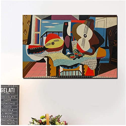 Pablo Picasso Mandoline Und Gitarre Leinwand Bild Poster Kunstdrucke Wand Bilder Bild Dekorative Bilder Moderne Wohnkultur Rahmenlos 40×60cm von WTEVMAIY