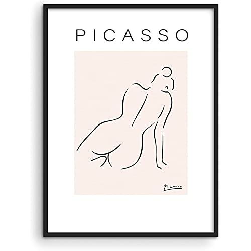 Picasso Strichzeichnung Abstrakte Frau Wand Bilder Pablo Picasso Gemäldewerk Wand Bilder Frau Silhouette Schwarz Minimalistisch Weiblicher Kunstdruck Matisse Dekor Rahmenlos 30×40cm von WTEVMAIY