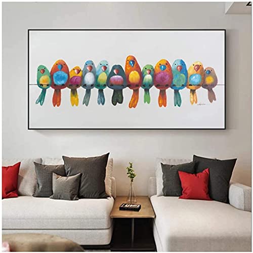 Poster mit abstrakten Vögeln, Heimdekoration, Wandkunst, Bilder für Wohnzimmer, Schlafzimmer, modernes Gemälde auf Leinwand, Posterdrucke, rahmenlos, 60 x 120 cm von WTEVMAIY