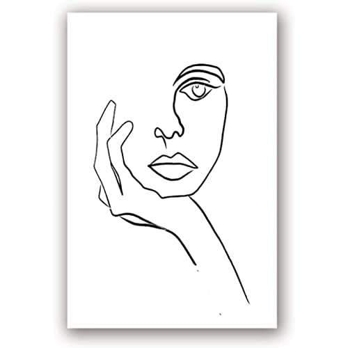 The Thinker Print Picasso Line Zeichnung modernes Poster Gesichtskunst Skizze Schwarz Weiß Home Wall Art Decor Leinwand Gemälde Rahmenlos 60 × 80 cm von WTEVMAIY