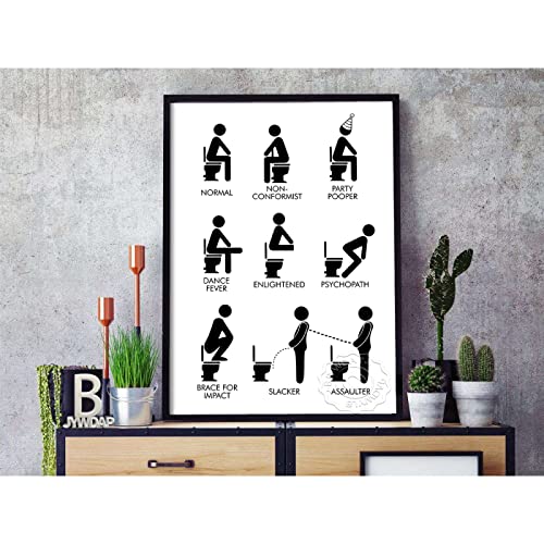 Wand Bilder Leinwand Bild Lustige Toiletten Regeln Zeichen Nordic Schwarz Weiß Poster Kunstdrucke Toilette Humor Bilder Badezimmer Wohnkultur Rahmenlos 40×50cm von WTEVMAIY