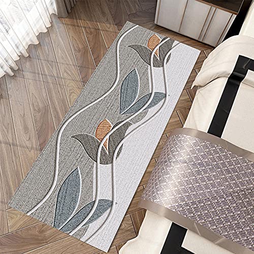 WTHYGB Flur Teppichläufer Blumenmuster Küche Teppich 100CM*400CM, Anti Rutsch Waschbar Teppich, Lange Küchenteppich für Flur Schlafzimmer Wohnzimme, Polyester Kurzflor (Color : Beige) von WTHYGB