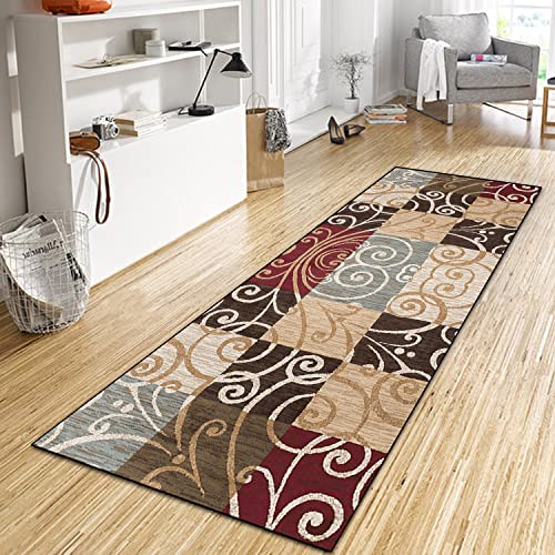 WTHYGB Teppich Läufer Flur 40x200 cm, 6 MM Dickem rutschfest Waschbar Polyester Küchenläufer, Dauerhaft Pflegeleicht Teppichläufer für Korridor/Schlafzimmer/Innen Wohnzimmer/Küche-Vintage-Beige von WTHYGB