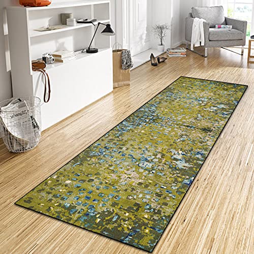 WTHYGB Teppich Läufer Flur Küche 50x170 cm, rutschfest Waschbar Dauerhaft Küchenläufer Flurläufer, Lang Abstrakt Polyester Grün-Blau Teppichläufer für Korridor, Schlafzimmer, Wohnzimmer WTHYGB Teppich Läufer Flur Küche 50x170 cm, rutschfest Waschbar Dauerhaft Küchenläufer Flurläufer, Lang Abstrakt Polyester Grün-Blau Teppichläufer für Korridor, Schlafzimmer, Wohnzimmer von WTHYGB