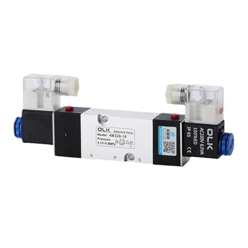 WTKFXVYHU 1 Stück 4M220-08 4M320-10 4M420-15 Magnetventil 2 Positionen 5 Anschlüsse Pneumatische Luftventile DC12V DC24V AC110V AC220V Doppelspule Größe: AC24V AC24V(4m220-08 Pc4-02,AC220V) von WTKFXVYHU
