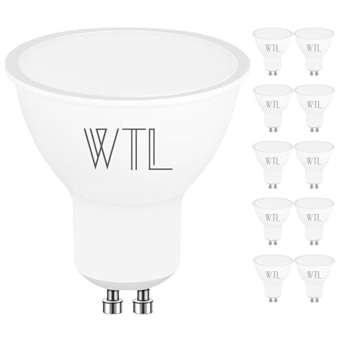 WTL GU10 LED Lampe 7W Dimmbar, Ersetzt 70W Halogenlampen, 600 Lumen Leuchtmittel LED GU10, kaltweiss 6000K, 120° Strahlwinkel Reflektorlampen, 10 Stück von WTL