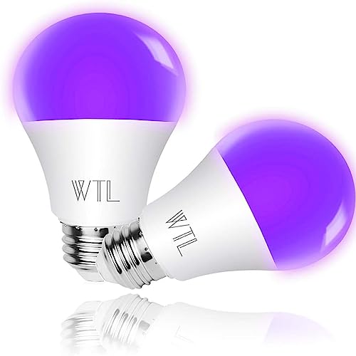 WTL UV Schwarzlicht Glühbirne, 9W E27 LED UV Leuchtmittel,380-400nm UVA Level Schwarzlichtlampe UV Beleuchtung Partylicht, 2 Stück von WTL