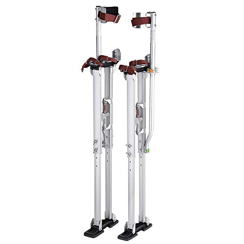WTLONBF Verstellbare 36" - 50" Aluminium-Trockenbaustelzen, 225 Pfund Tragkraft, 3-Positionen-Fersenhalterung, Doppelwirkungsfedern zum Abkleben oder Reinigen, Silber, Lieferung in die USA (Silber) von WTLONBF