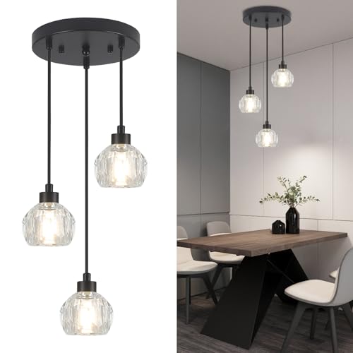 WTUOING Pendelleuchte Esstisch Hängelampe 3 Flammig Wohnzimmer - Esstischlampe Hängend Modern Esszimmerlampe G9 Hängeleuchte Industrial Höhenverstellbar Pendellampe für Küche Schlafzimmer Flur von WTUOING