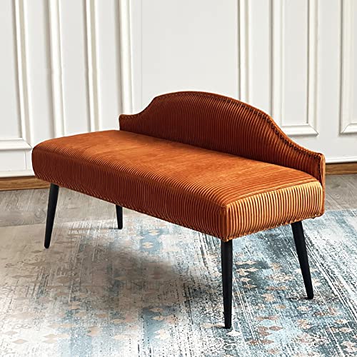 Luxuriöse Bettbank mit Rückenlehne, samtgepolsterte Schlafzimmerbank, Esszimmerbank, Moderne Sitzbank, Sitzbank, Eingangsbereich, Möbeldekor, Orange 100 x 40 x 66 cm (39 x 16 x 26 Zoll) von WTXHYY