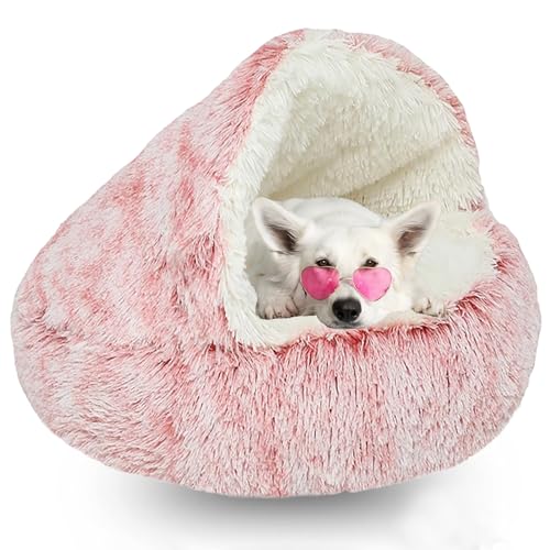 Bett Katze Höhlenbett Hund Katzenbett Für Welpe & Kitty Katzenbett Höhle Mehrzweck-Hundehöhle Wasserdichter Boden, Waschbar (Color : Pink, Size : 25.59in) von WTZHHK